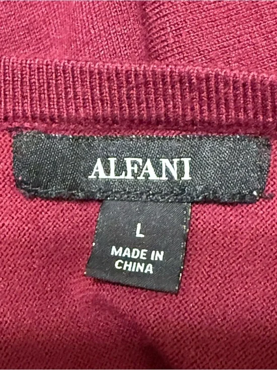 Alfani Open Front Cardigan Burgundy Black Stripe Lightweight Drape Top Large - Picture 6 of 9